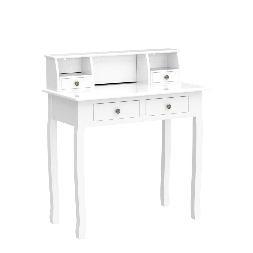 White Writing Desk with Hutch W31830