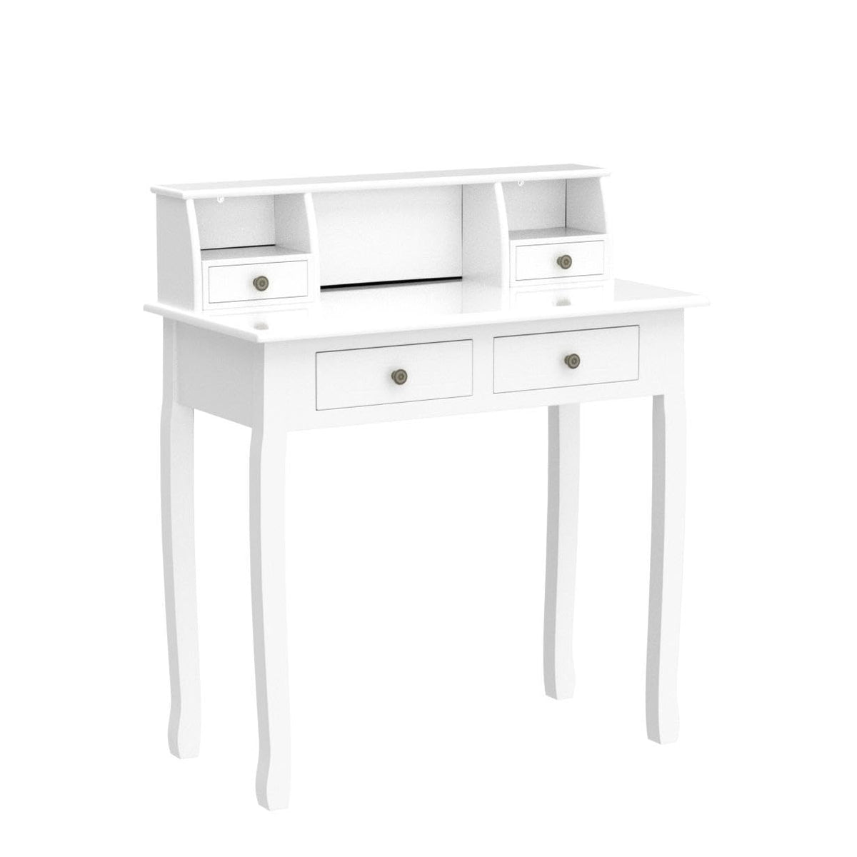 White Writing Desk with Hutch W31830