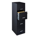 18" Deep 4 Drawer Black Metal Filing Cabinet F385