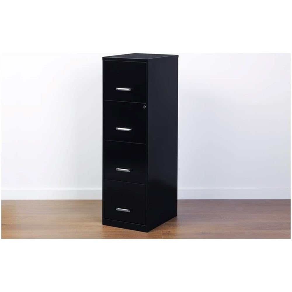 18" Deep 4 Drawer Black Metal Filing Cabinet F385