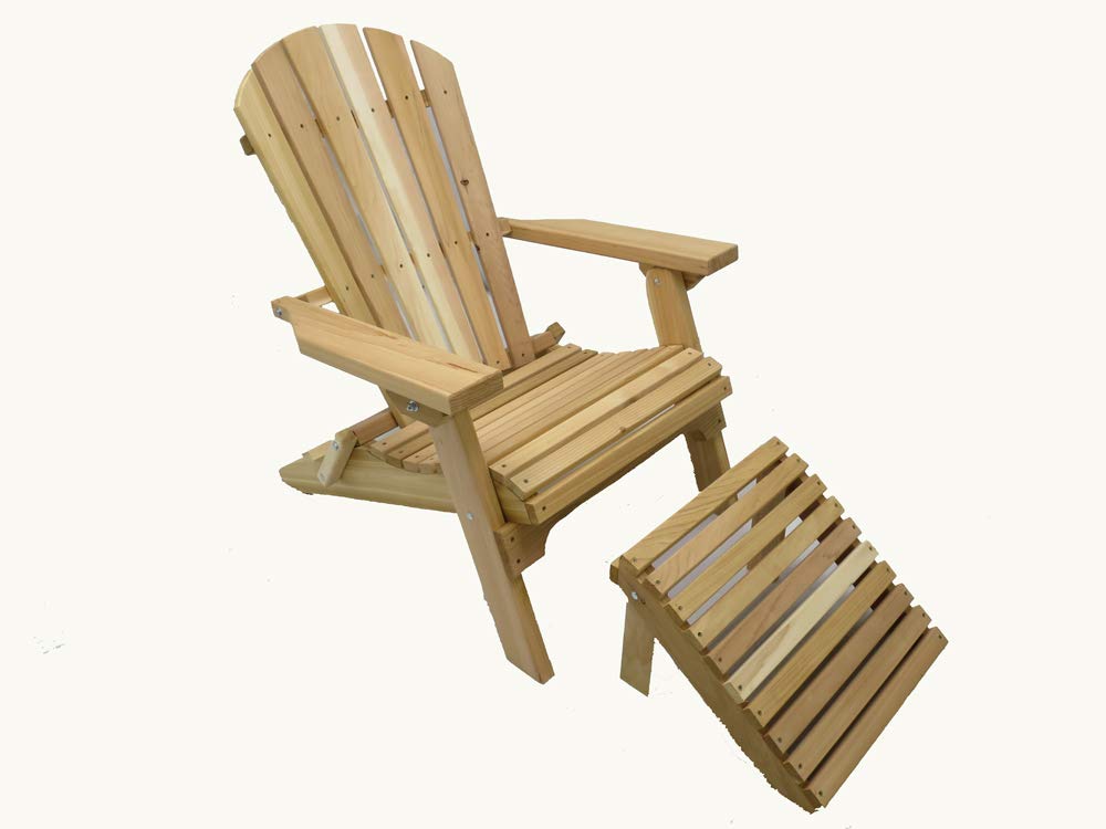Folding Natural Cedar Adirondack Chair with Ottoman G543050
