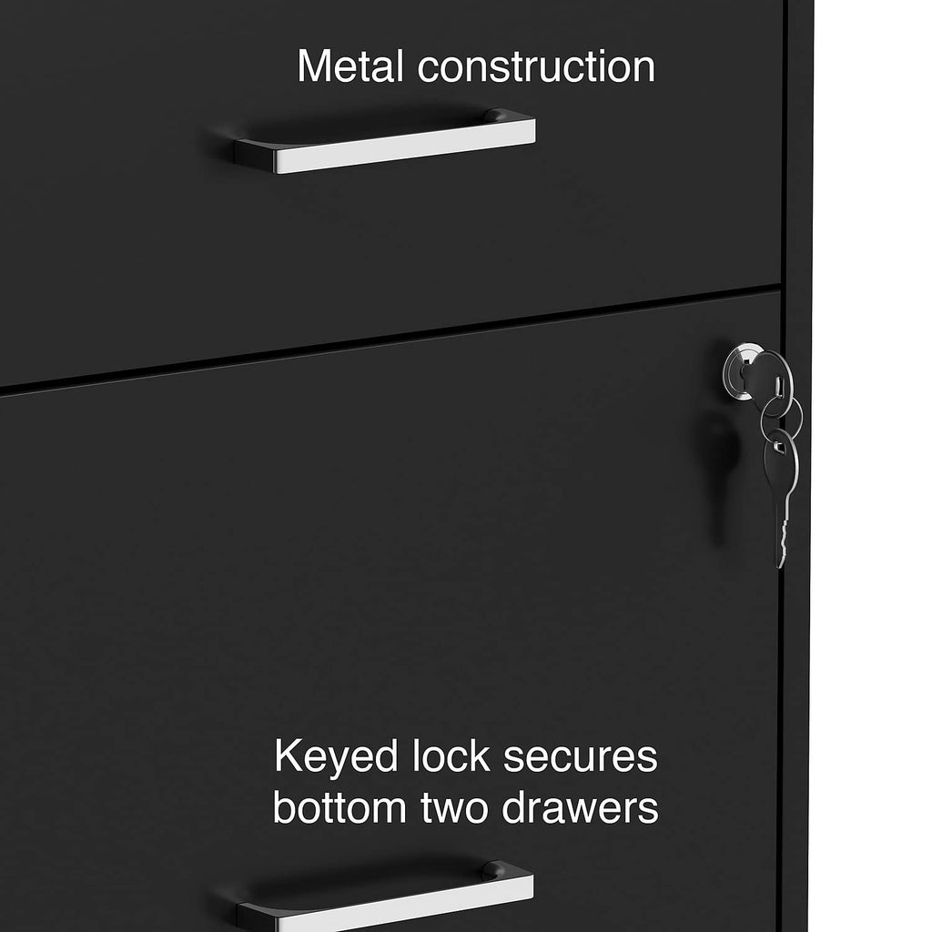 Black 3 Drawer Letter Size File Cabinet U384
