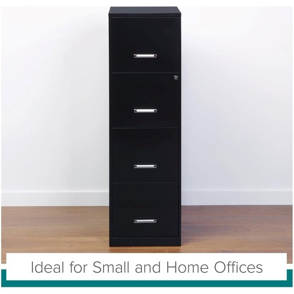18" Deep 4 Drawer Black Metal Filing Cabinet F385
