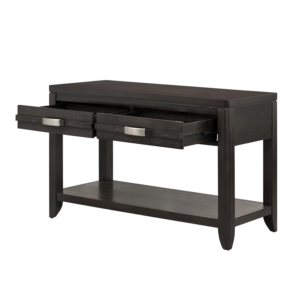 Two-Drawer Console Table with Metal Detailing and Oak Veneer Y197479