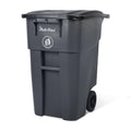 50 Gallon Gray Outdoor Trash Can with Lid and Wheels Q282