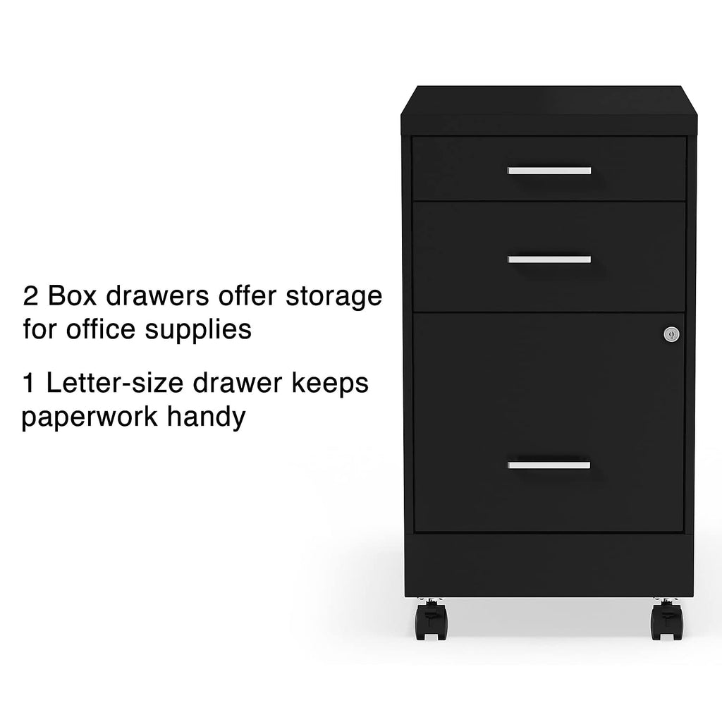 Black 3 Drawer Letter Size File Cabinet U384