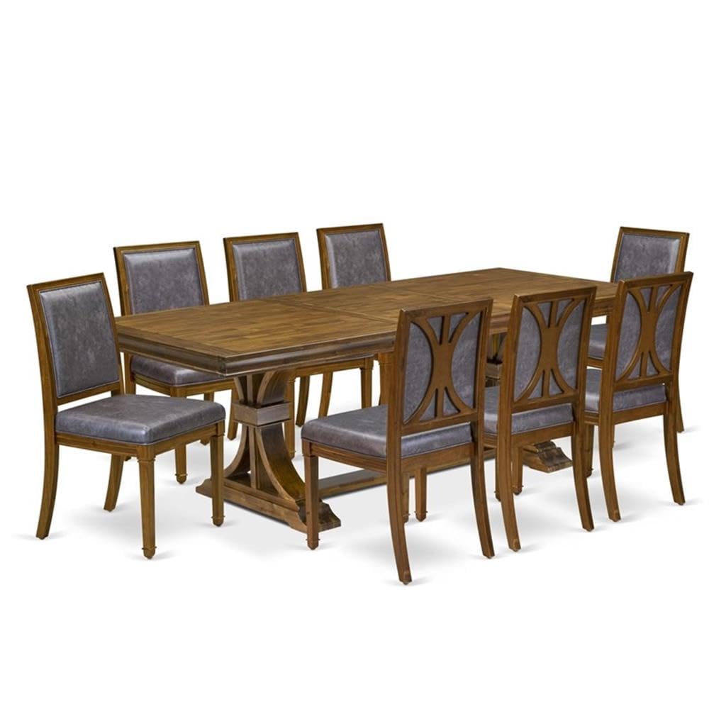 9-Piece Acacia Wood Dining Table Set with 8 Chairs B9406