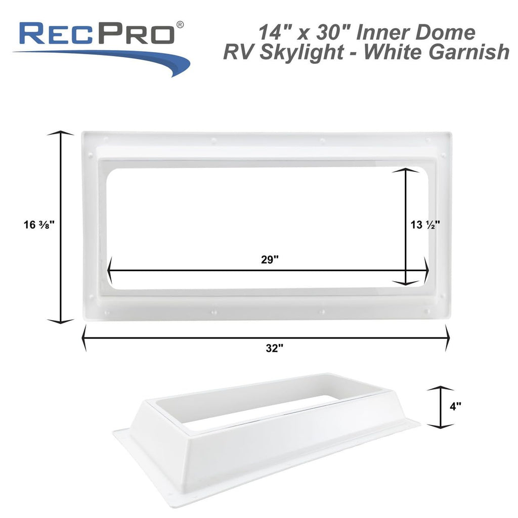 14" x 30" RV Skylight Inner Dome with Trim Ring K10992