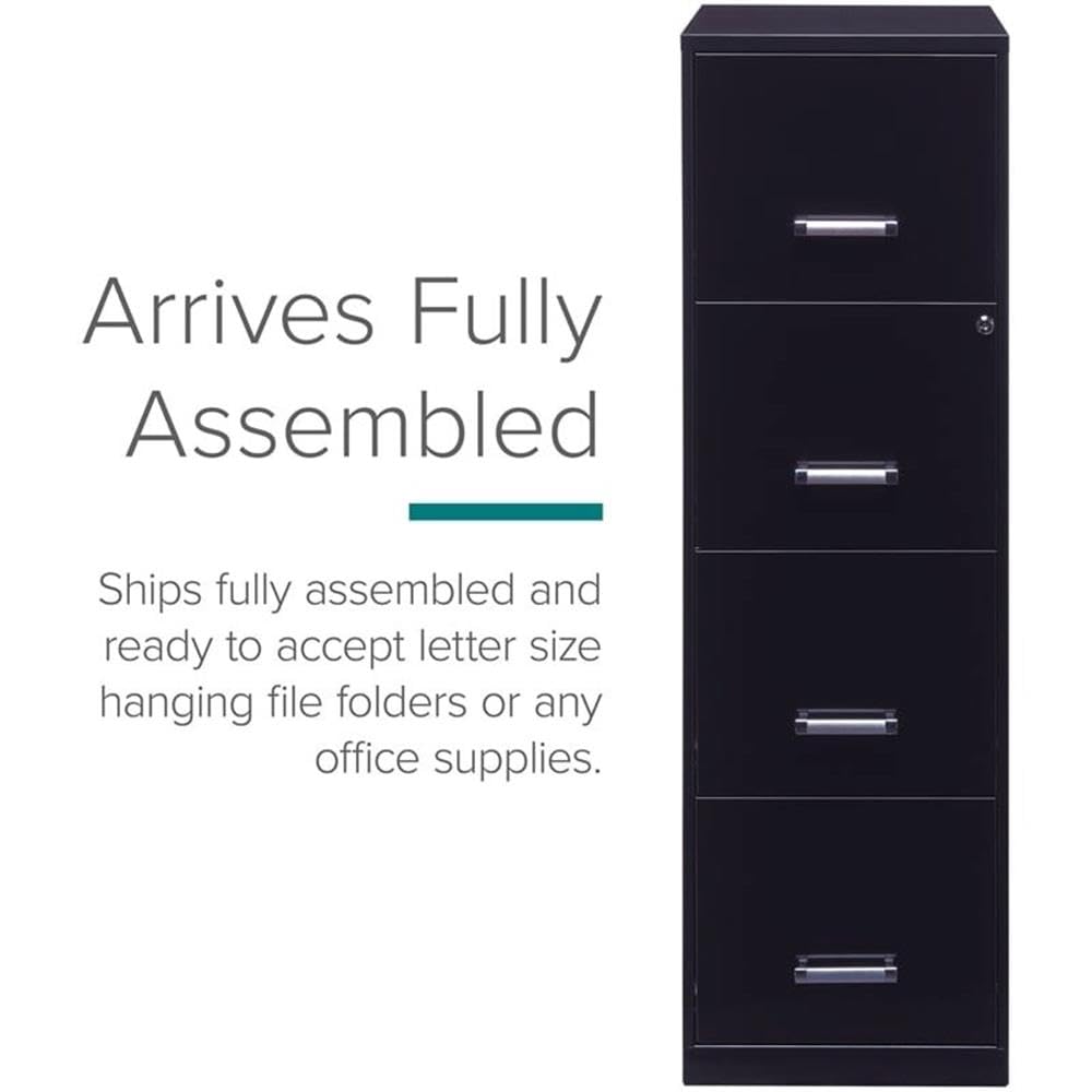 18" Deep 4 Drawer Black Metal Filing Cabinet F385