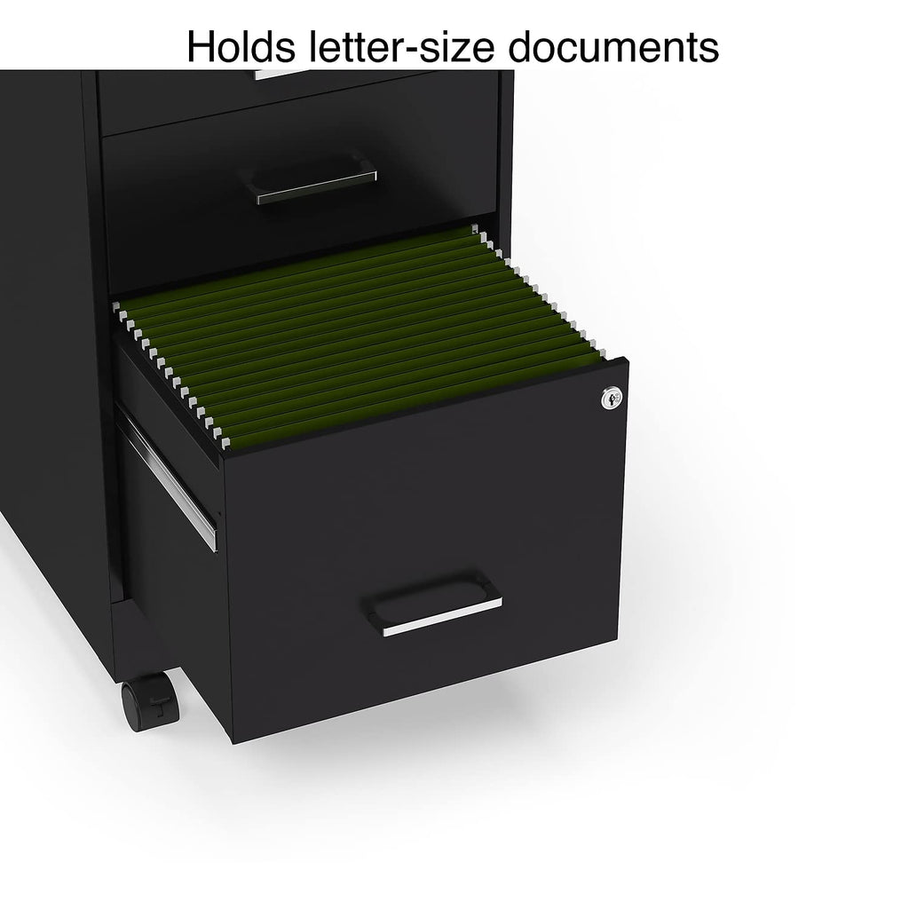Black 3 Drawer Letter Size File Cabinet U384