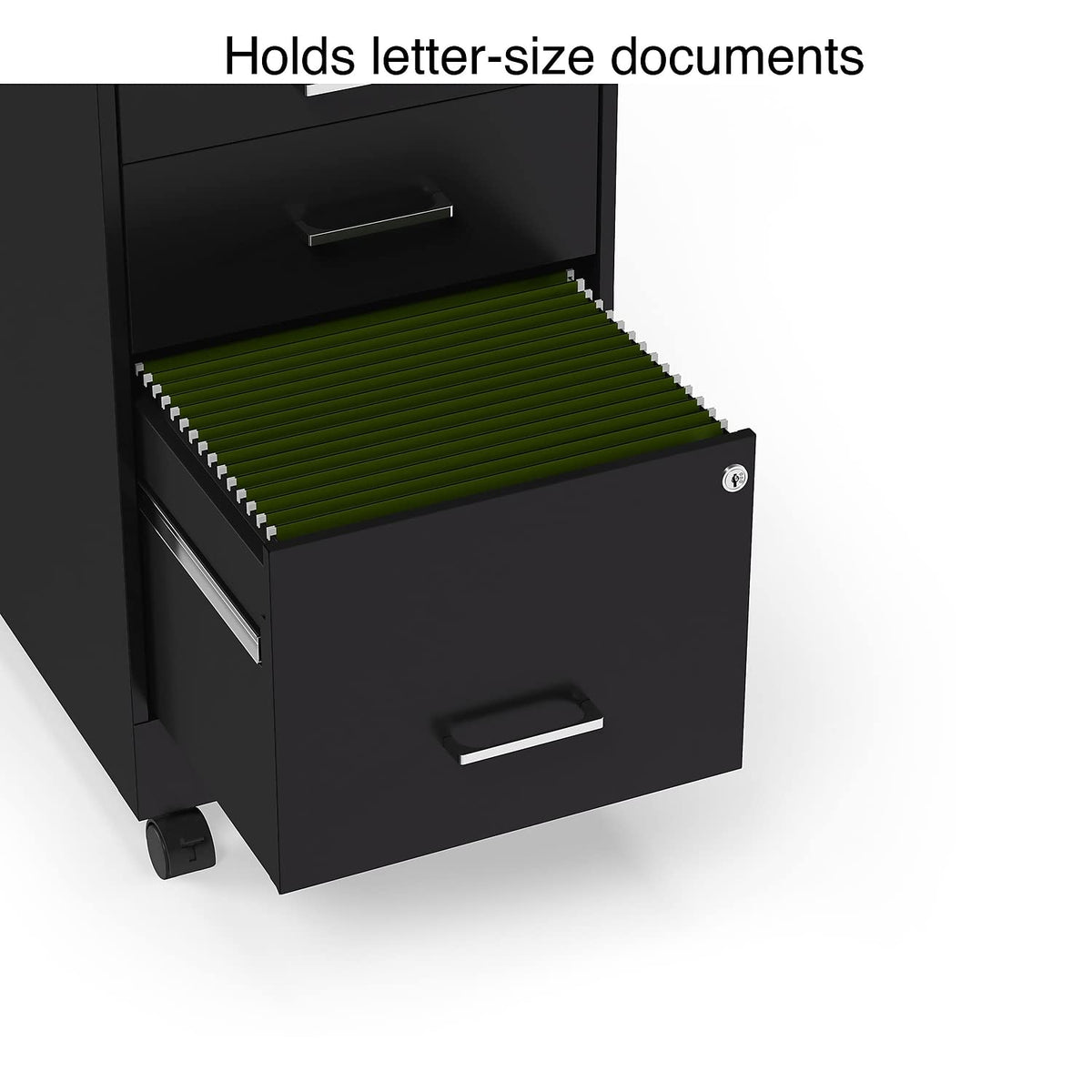 Black 3 Drawer Letter Size File Cabinet U384