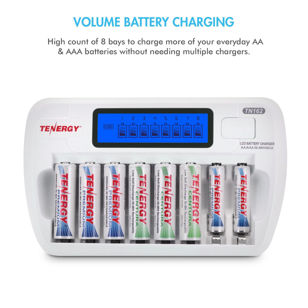 8-Bay Smart LCD Battery Charger for AA/AAA NiMH/NiCd Batteries I337735