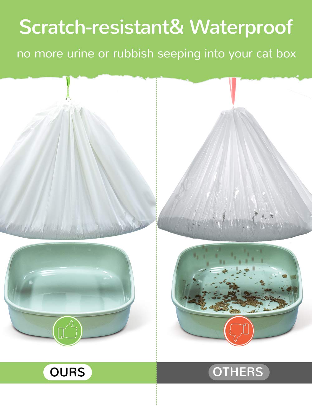34 Count Jumbo Drawstring Cat Litter Box Liners P270