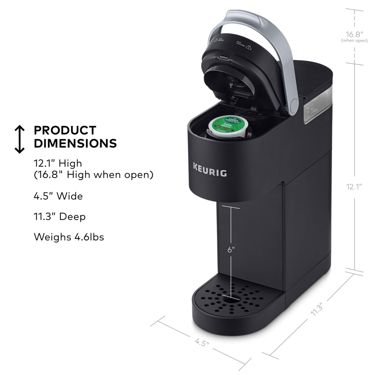 Single Serve K-Cup Pod Coffee Maker, 6 to 12oz Brew Size, Black U32703