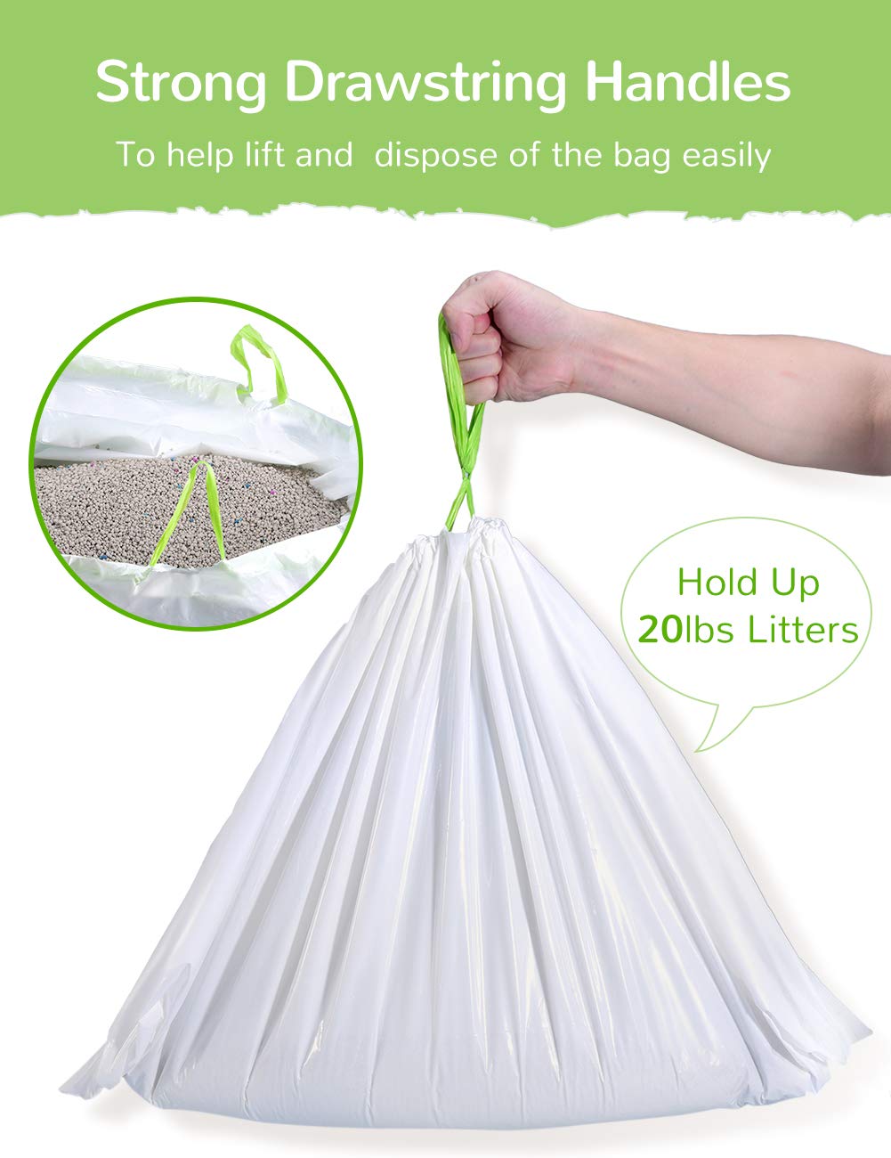 34 Count Jumbo Drawstring Cat Litter Box Liners P270