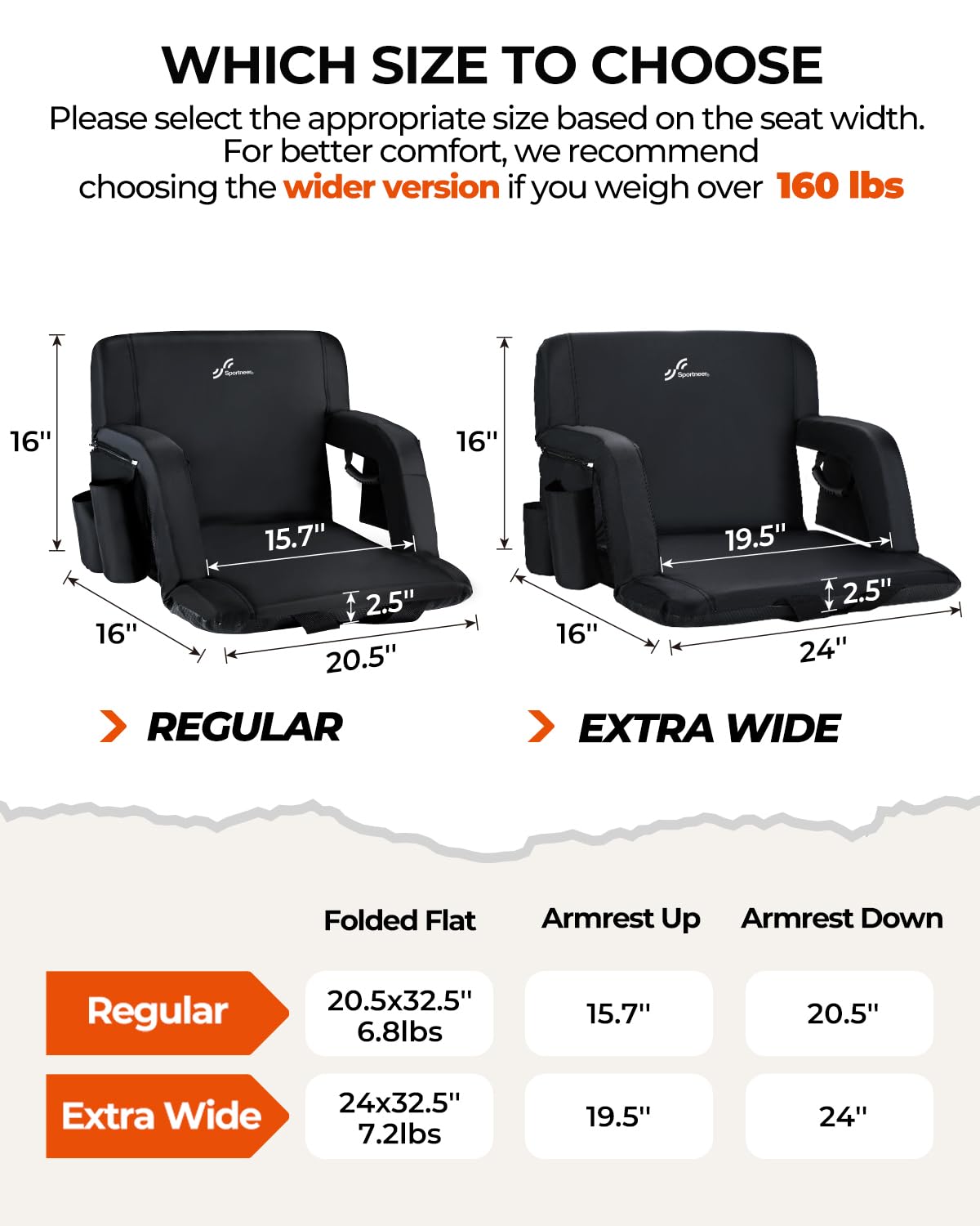 Stadium Seats with Back Support 2.5'' Thick Cushion 6 Adjustable Angle Bleacher Seat with Armrest W154
