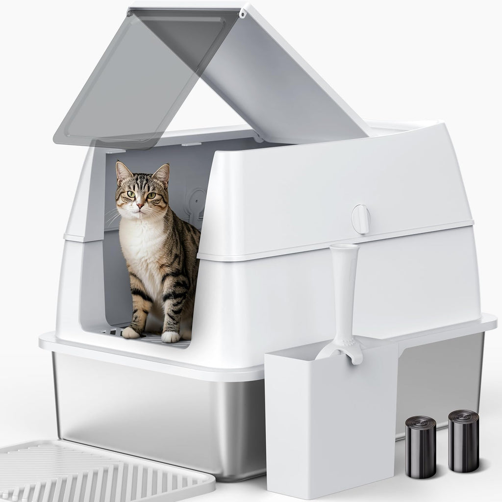 XL Stainless Steel Litter Box with Lid D95869