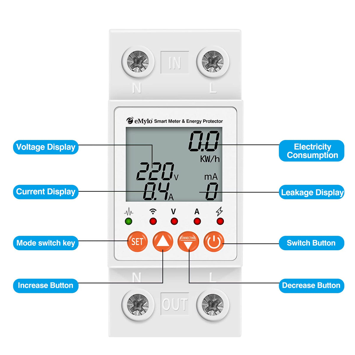 Single-Phase AC 63A 80-400V Smart Watt Meter B8479