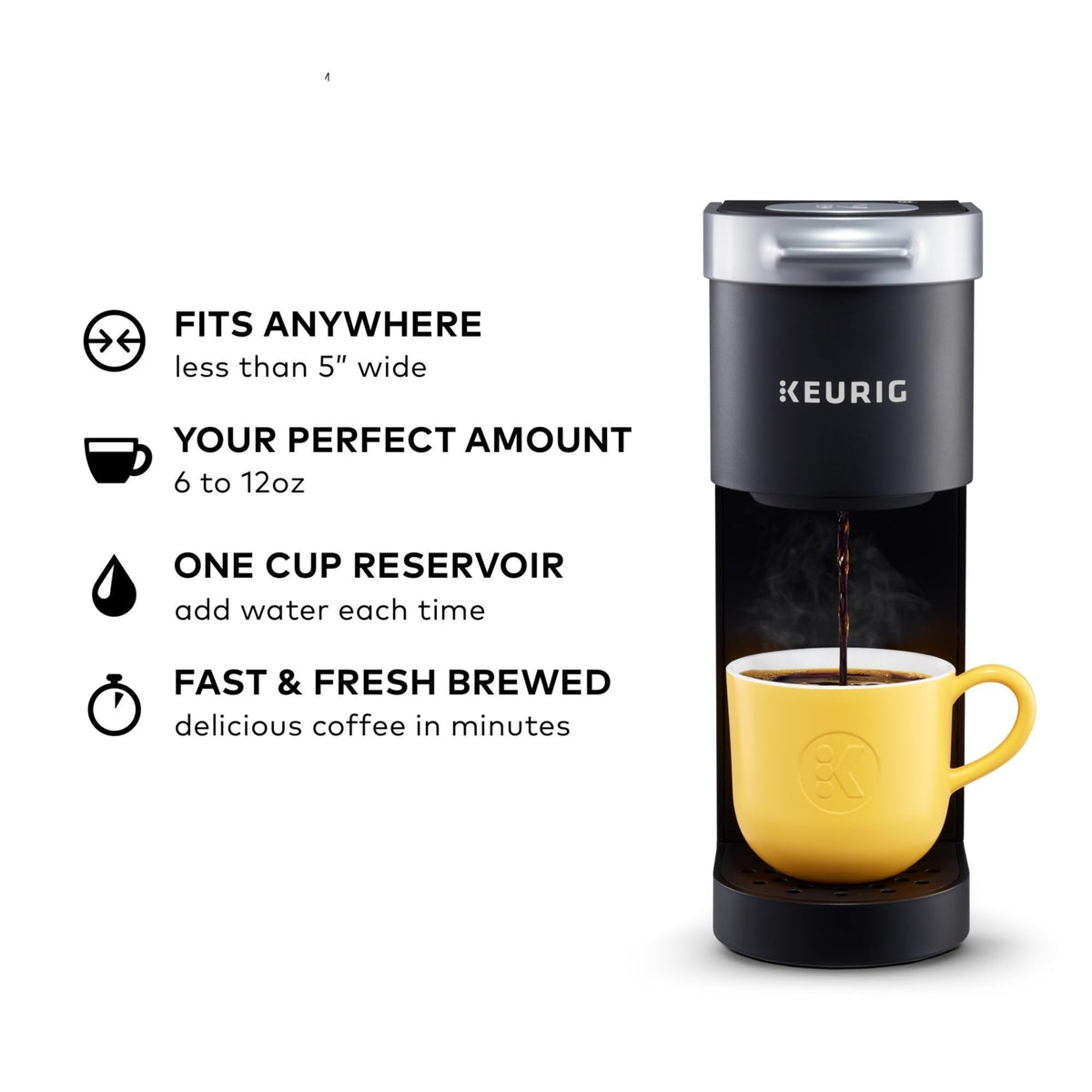 Single Serve K-Cup Pod Coffee Maker, 6 to 12oz Brew Size, Black U32703