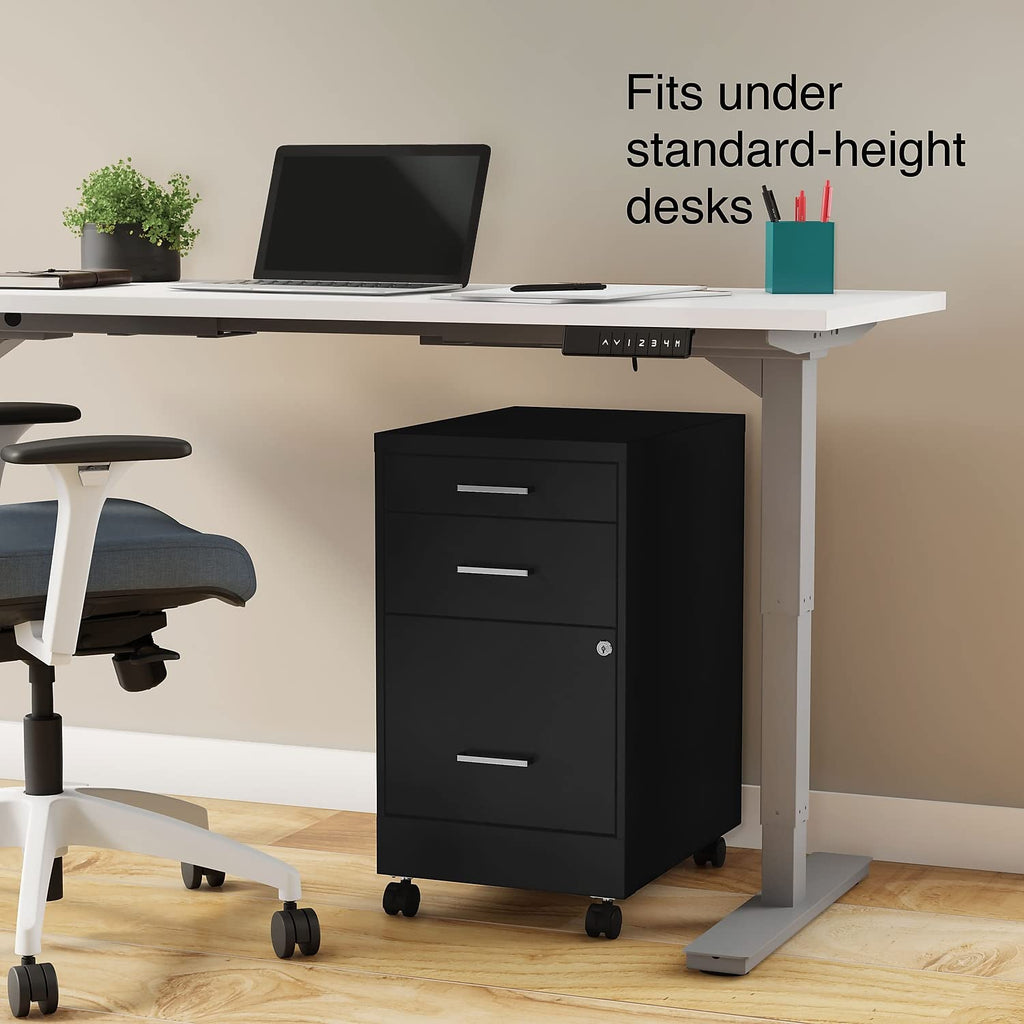 Black 3 Drawer Letter Size File Cabinet U384