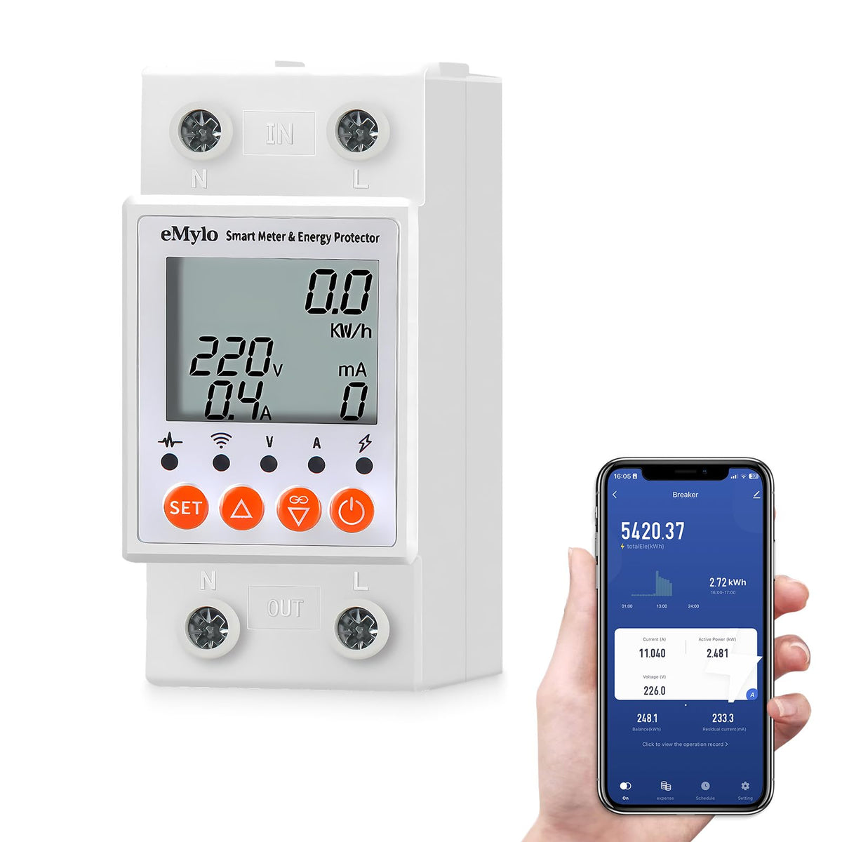 Single-Phase AC 63A 80-400V Smart Watt Meter B8479