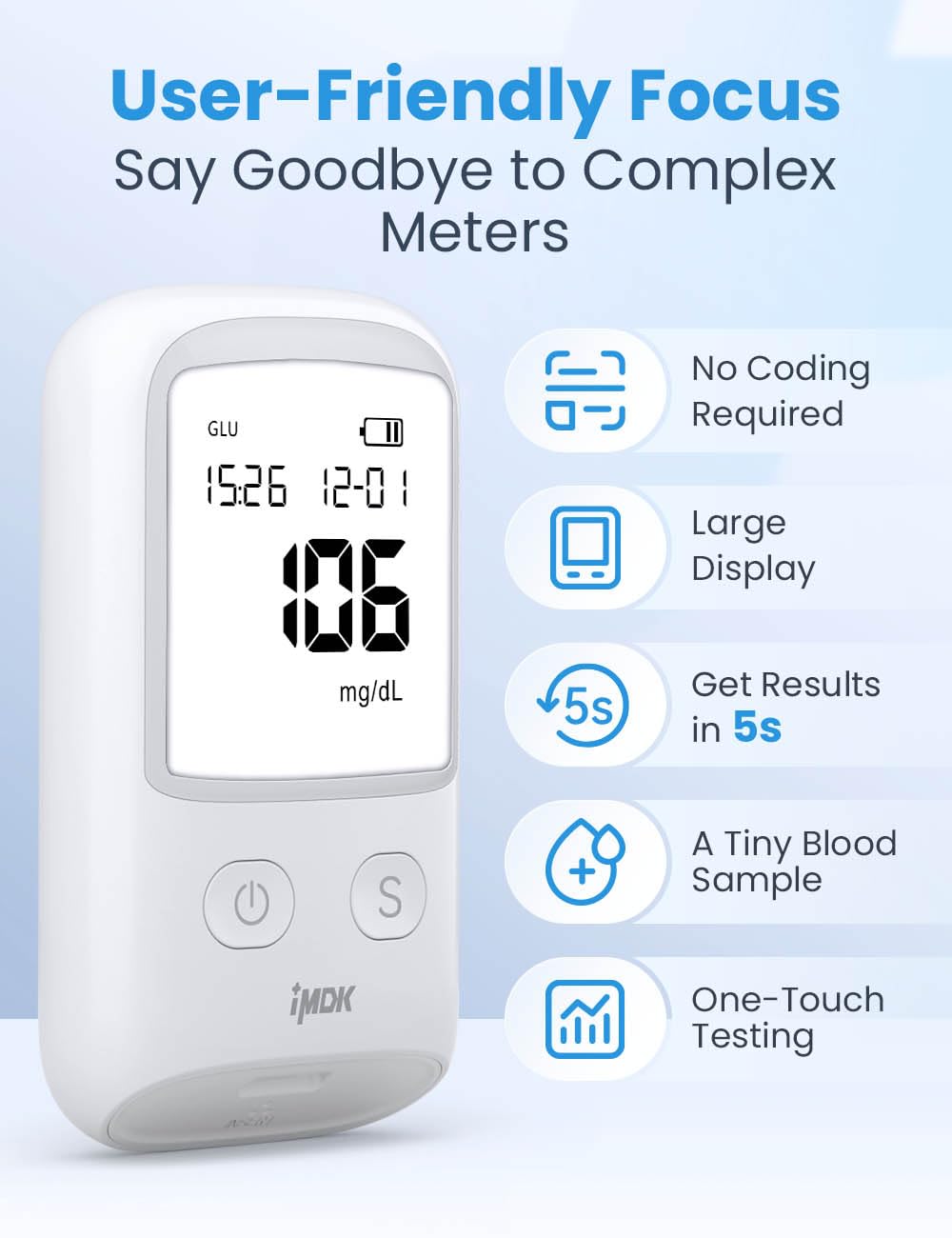 Blood Glucose Monitor Kit with 100 Strips and 100 Lancets Z93928