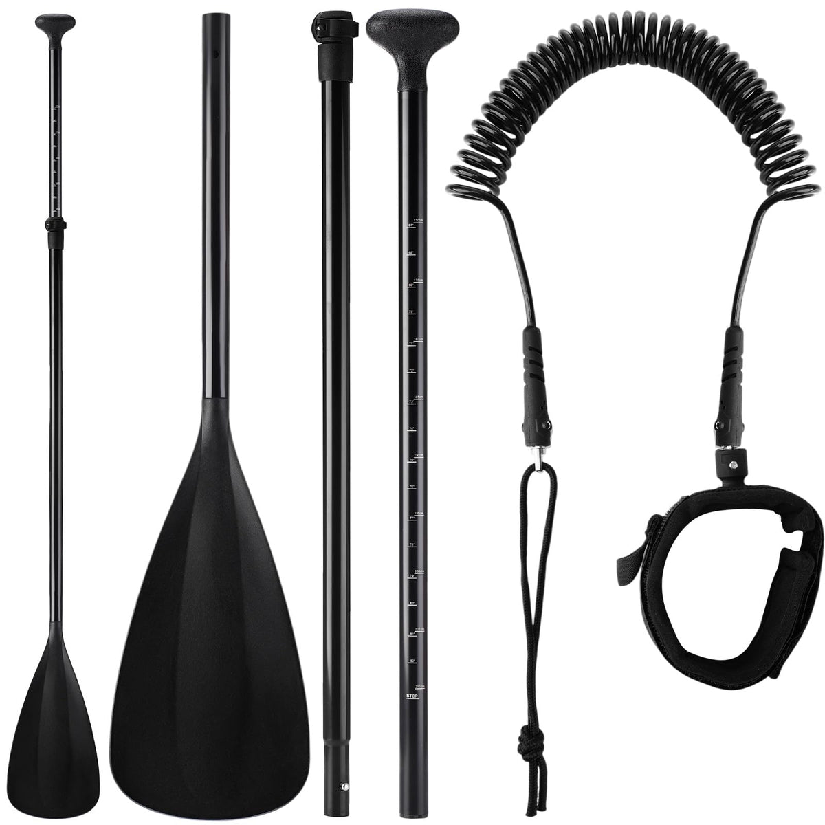 3 Pieces Paddle Board Paddle with Leash Detachable Aluminum Alloy Shaft E10501