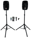 Powered PA Speaker Package with Mic Stands Cables P80582