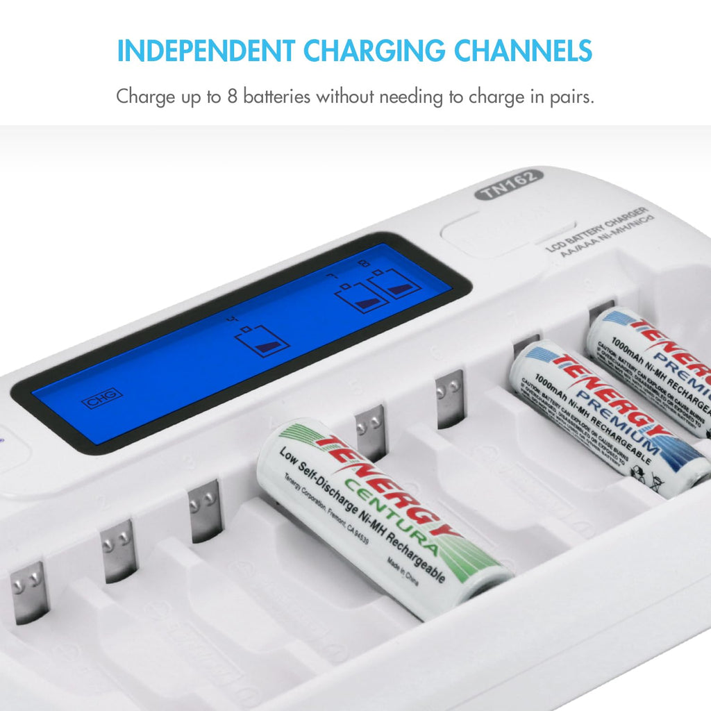 8-Bay Smart LCD Battery Charger for AA/AAA NiMH/NiCd Batteries I337735