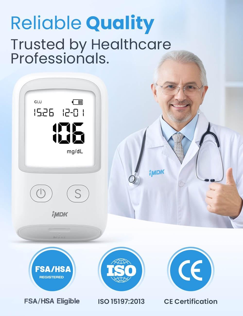 Blood Glucose Monitor Kit with 100 Strips and 100 Lancets Z93928