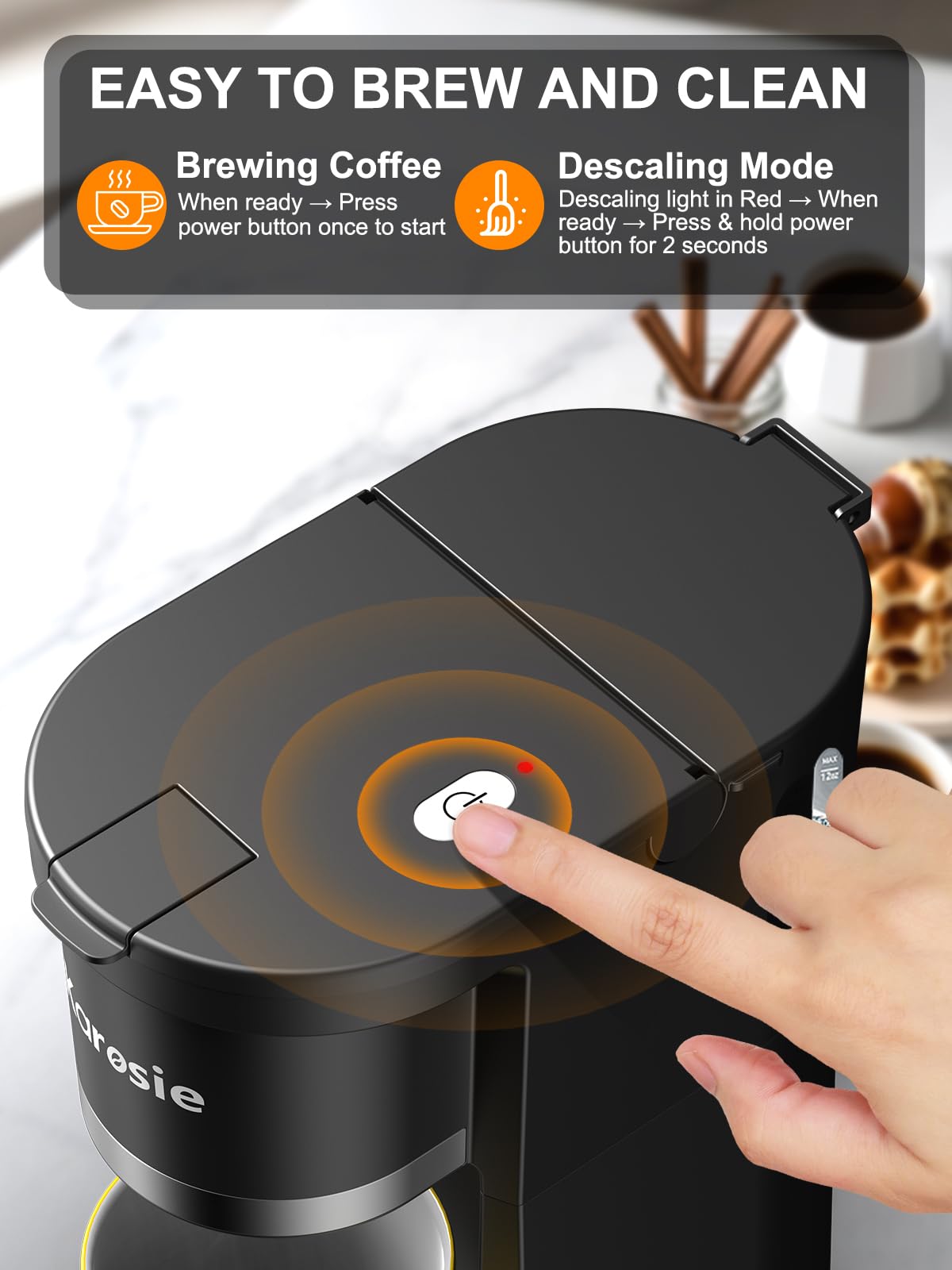 Single Serve Coffee Maker, 6-12 Oz, Black M689