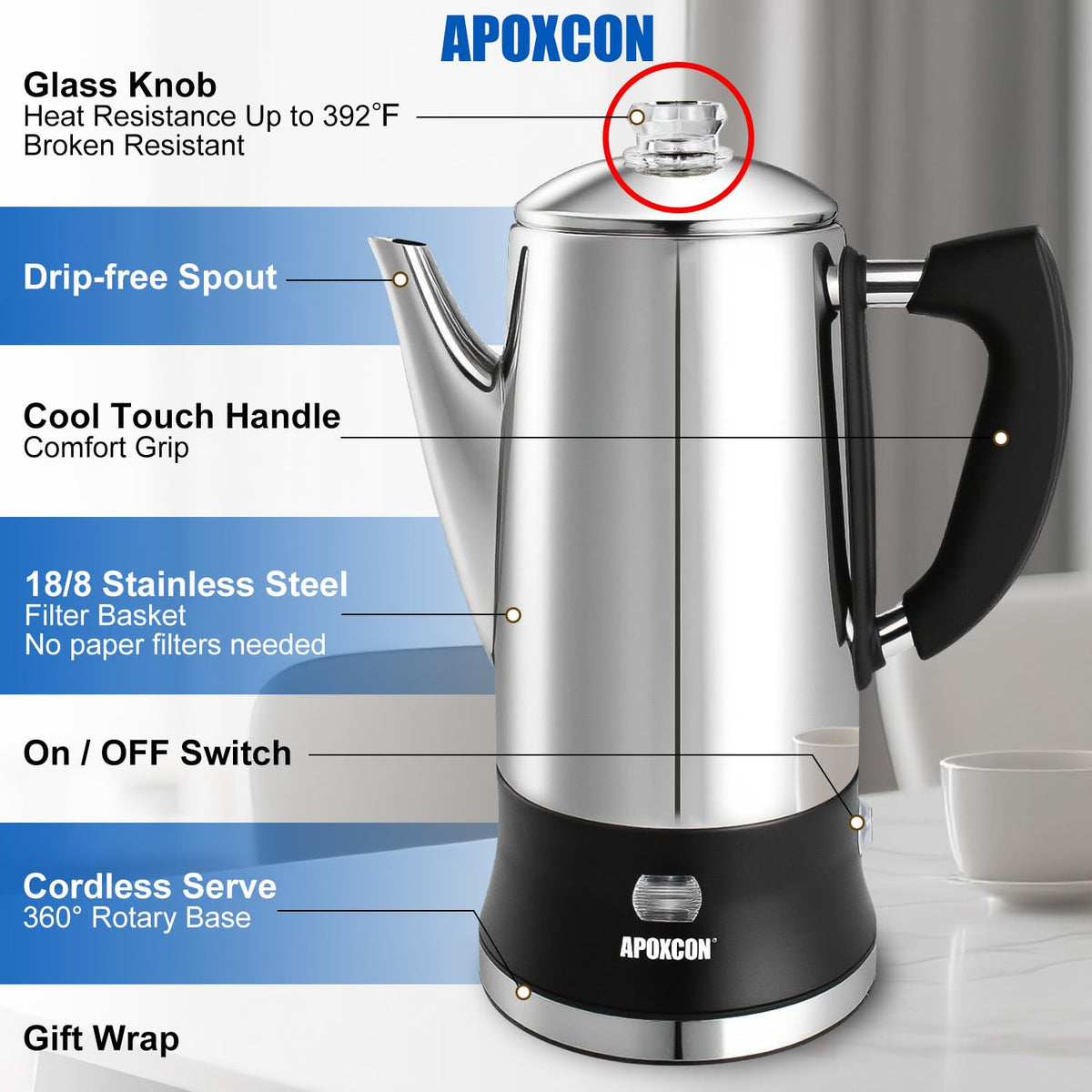 Electric Stainless Steel Coffee Percolator 12 Cup K63701