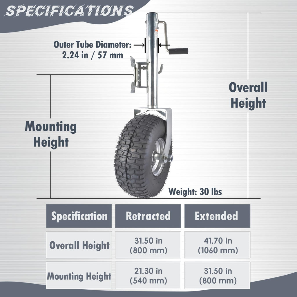 Heavy-Duty Swivel Trailer Tongue Jack 2000 lbs C471