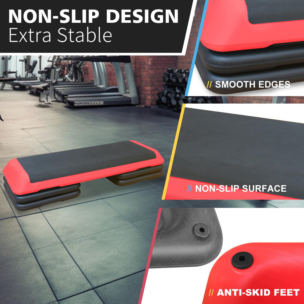 43'' Adjustable Aerobic Exercise Step Platform with 4 Stackable Risers H459