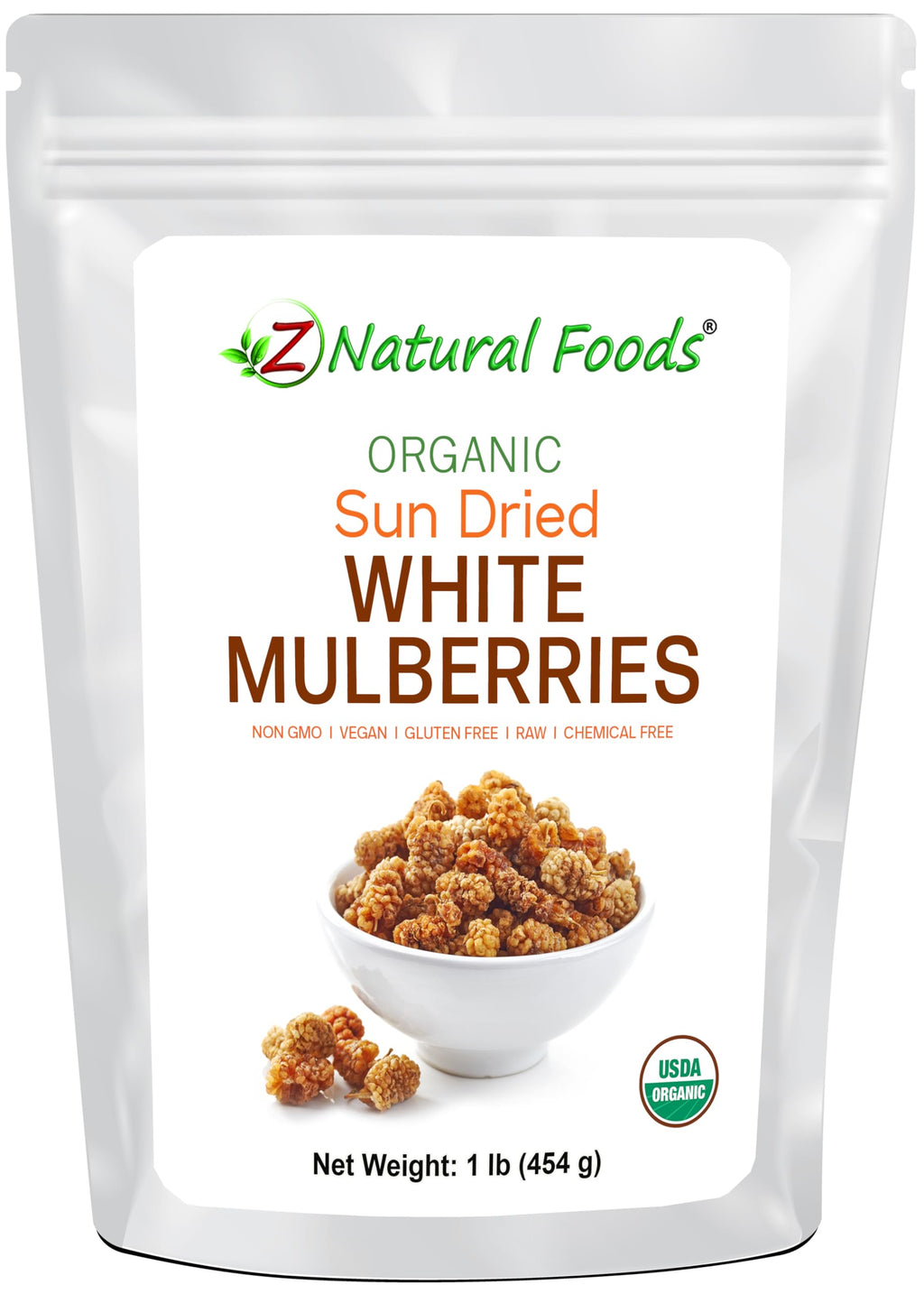 Organic White Mulberries Sun Dried 1 lb K662