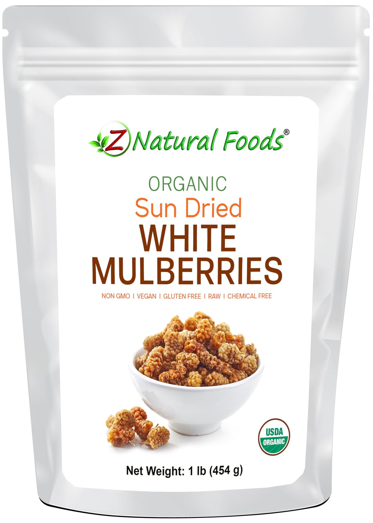 Organic White Mulberries Sun Dried 1 lb K662