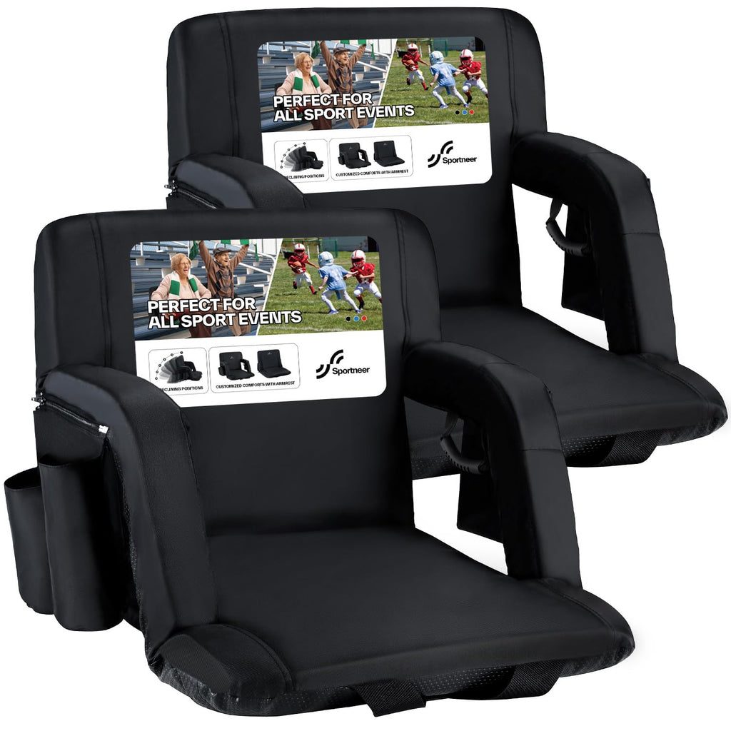 Stadium Seats with Back Support 2.5'' Thick Cushion 6 Adjustable Angle Bleacher Seat with Armrest W154