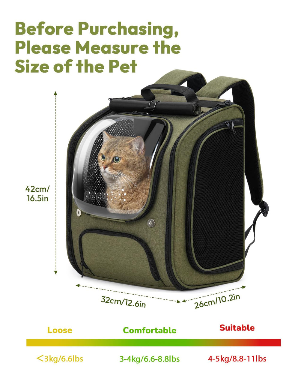 Green Cat Backpack Carrier L951
