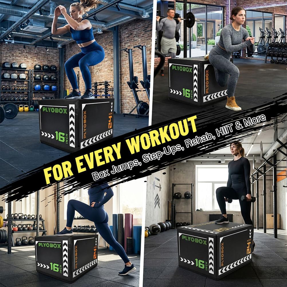 3-in-1 Foam Plyometric Jump Box, 16/20/24 Inch Z46925