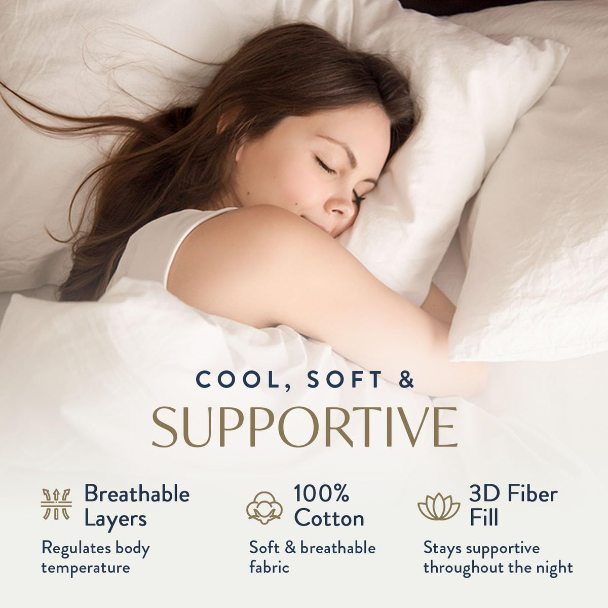 100% Cotton King Size Bed Pillows Set of 2 K316