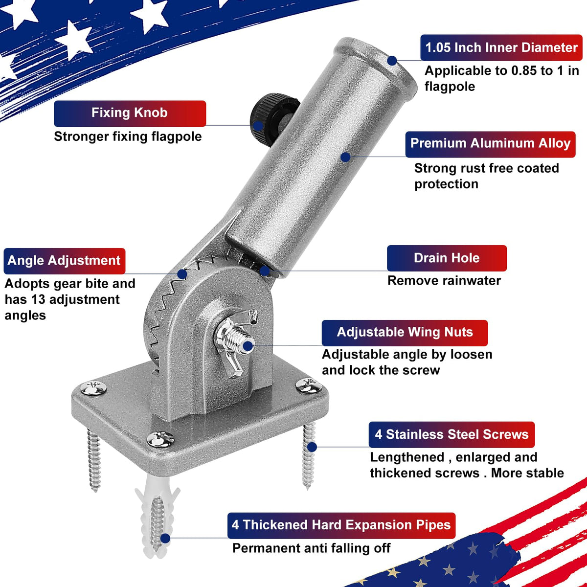 Heavy Duty Aluminum Flag Pole Holder H633888