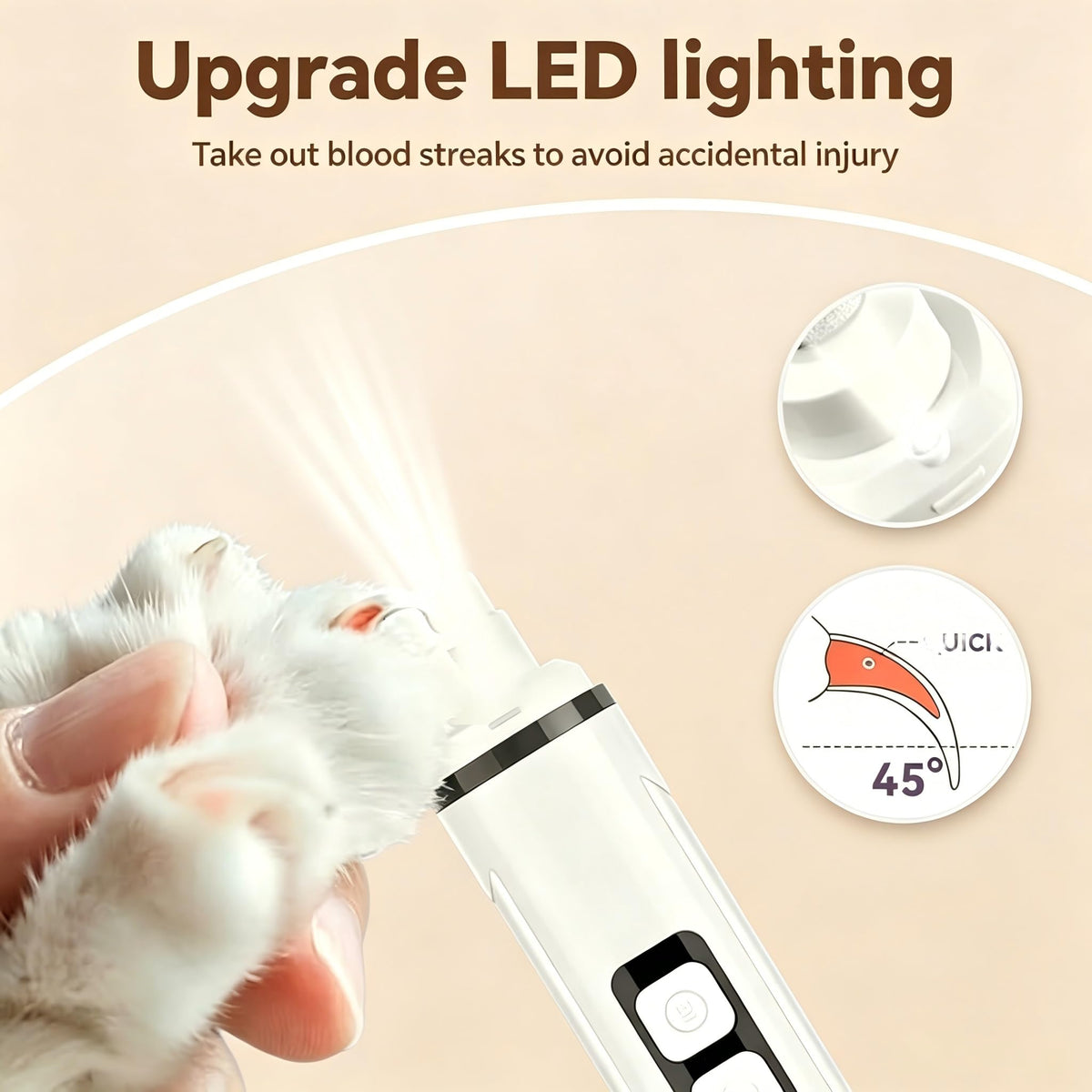 3-Speed Dog & Cat Nail Grinder with LED Light F4000