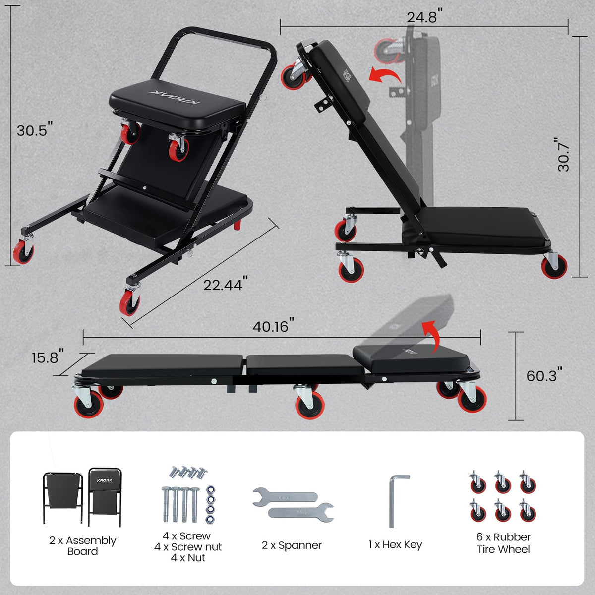 40 Inches 4 in 1 Creeper Seat up to 450 lbs Capacity I563750
