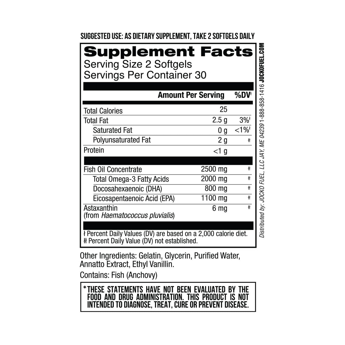 Omega 3 Fish Oil Supplement 2000mg Softgel Z1106