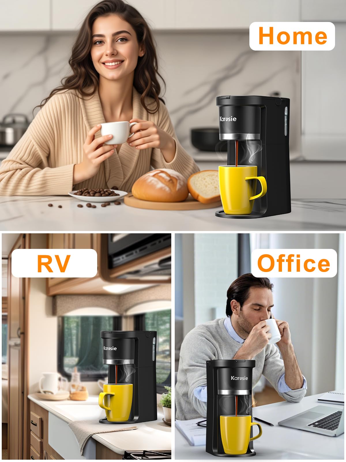 Single Serve Coffee Maker, 6-12 Oz, Black M689