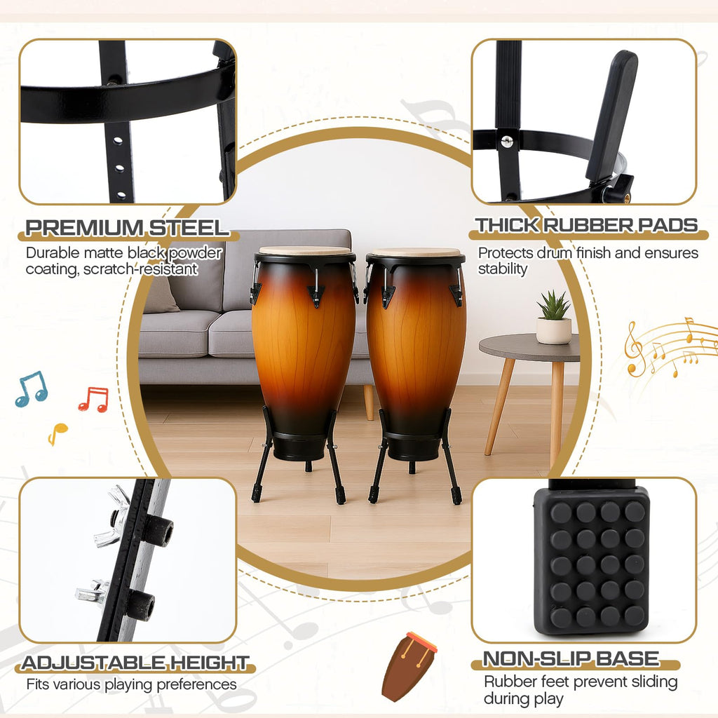 2 Pcs Black Adjustable Conga Drum Stand H758