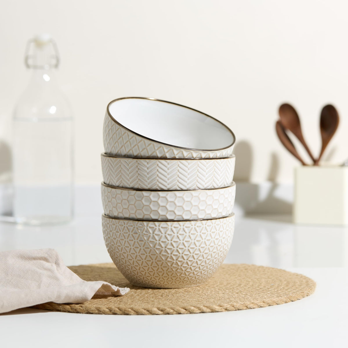 Ceramic Soup Bowls Set of 4, 26 oz Q3770
