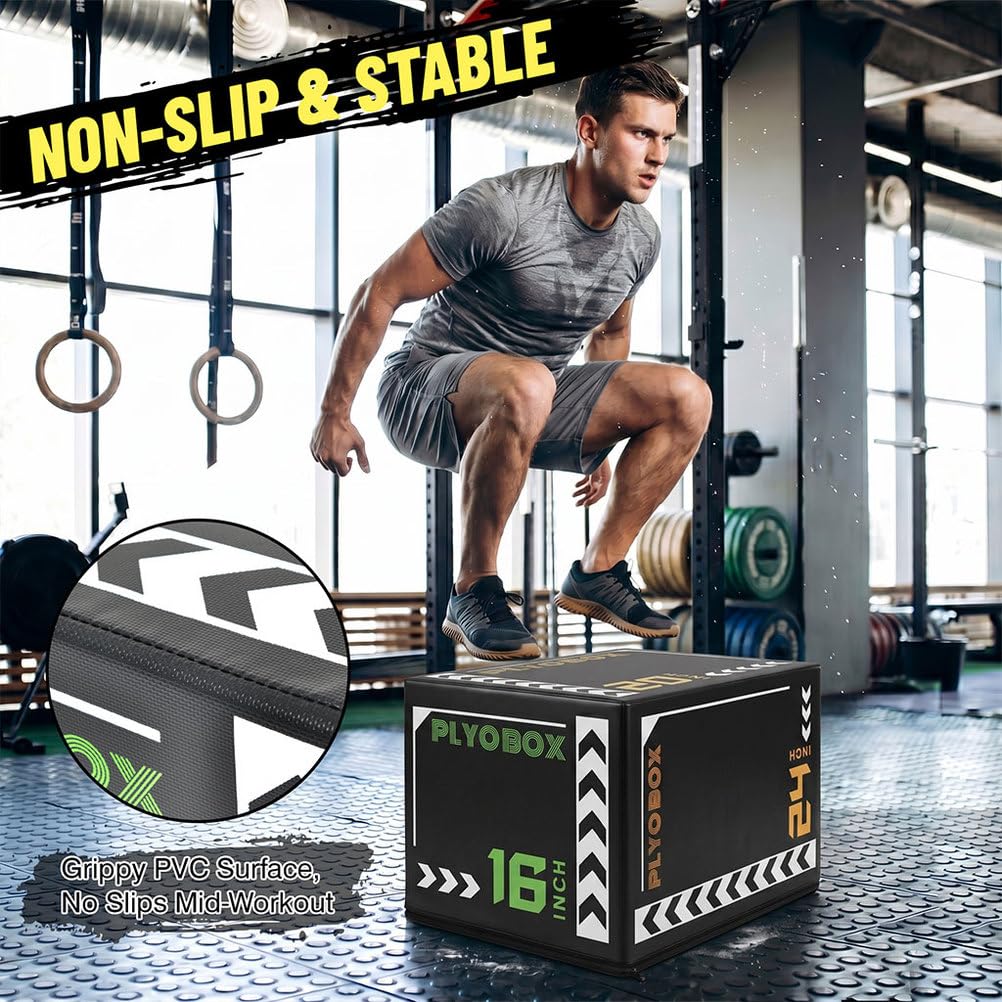3-in-1 Foam Plyometric Jump Box, 16/20/24 Inch Z46925