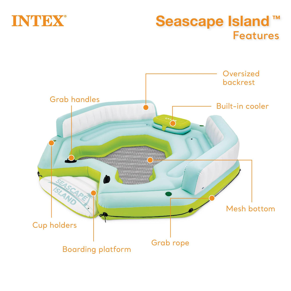 Inflatable Island Float with Built In Cooler and Cup Holder I417