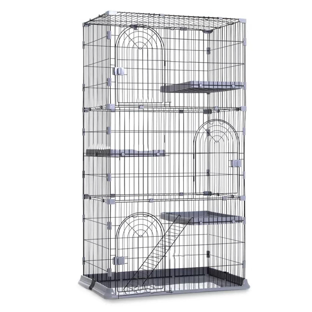 3/4-Tier Wire Cat Cage Playpen Kennel with Hammock F9380